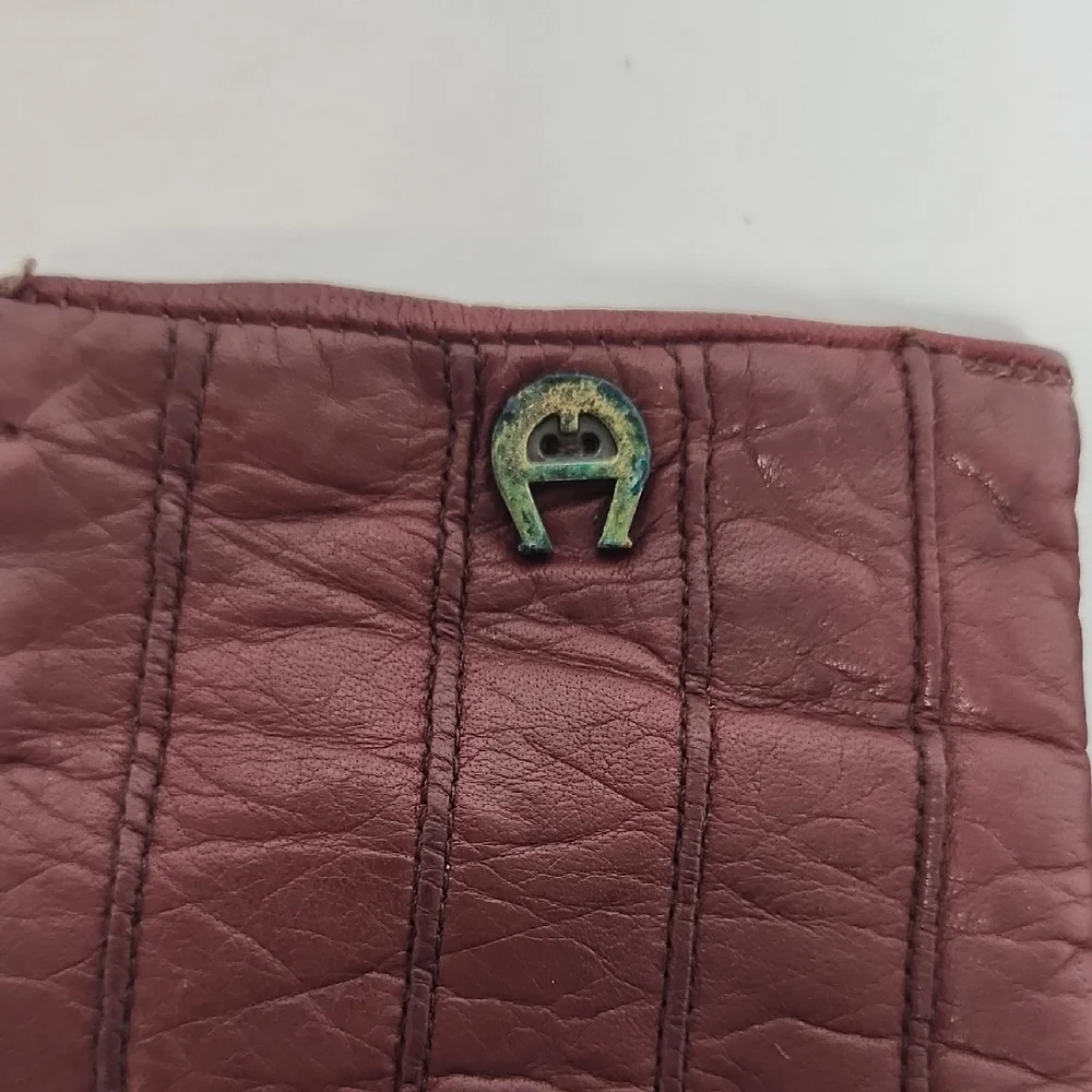 Etienne Aigner Burgundy Leather Gloves Size 7 1/2